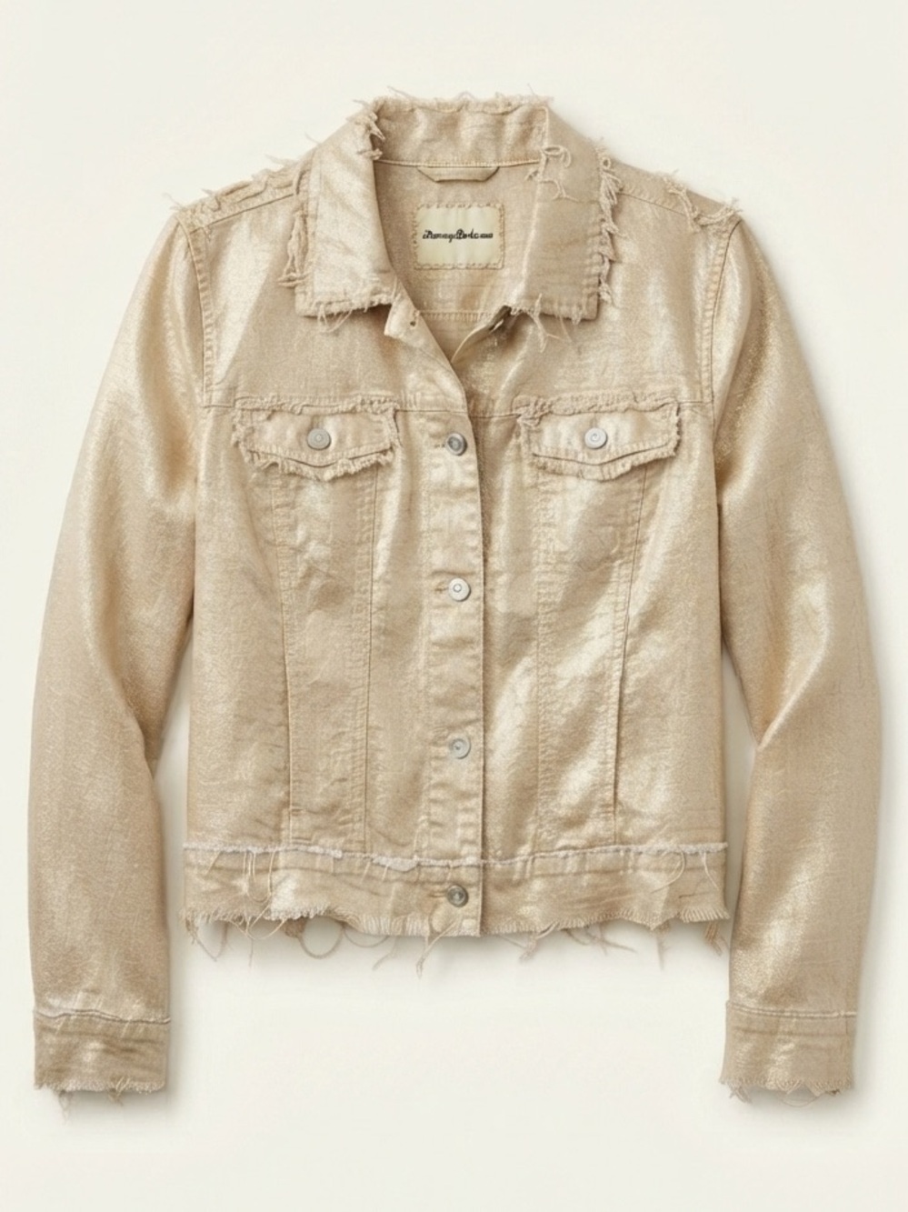 Tommy Bahama Gold Metallic Shimmer 100% Linen Denim Style Jacket Large